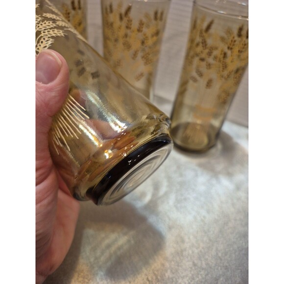 Vintage Libbey Franco Wheat Print Glasses Set Of 5 - Picture 10 of 12